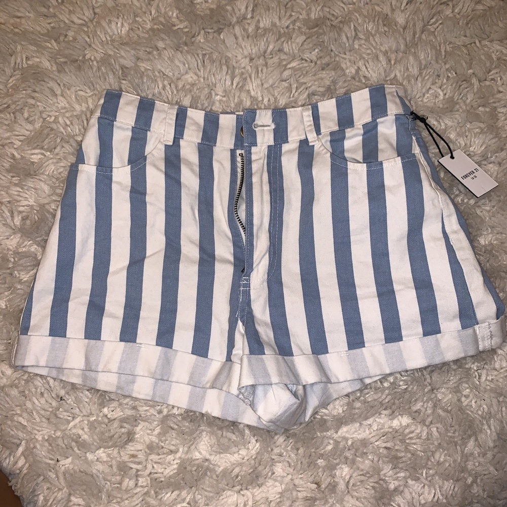 White & Blue Stripped Shorts Vintage